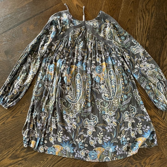 Free People small paisley pocket above knee flowy lace mini dress long sleeve - Picture 9 of 12